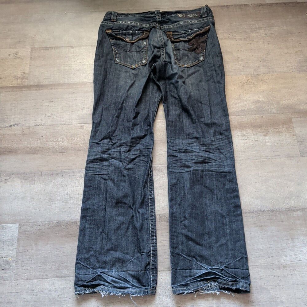 MEK Denim Dusseldorf Bootcut Mens Jeans 38x36 Dark Wash Button Fly Flap Pocket